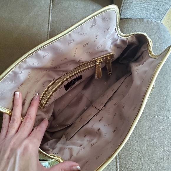 💯 Rafe of New York Seafoam & Gold Satchel - Picture 7 of 12